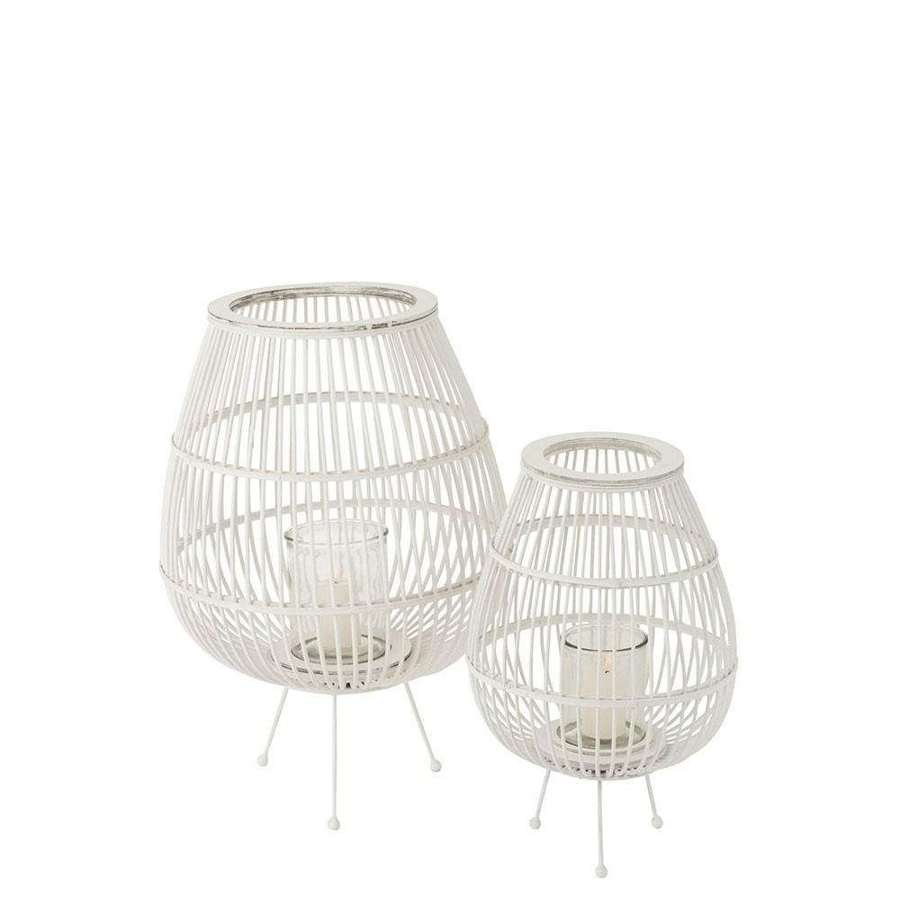 Lanterne daya bois blanc mat large