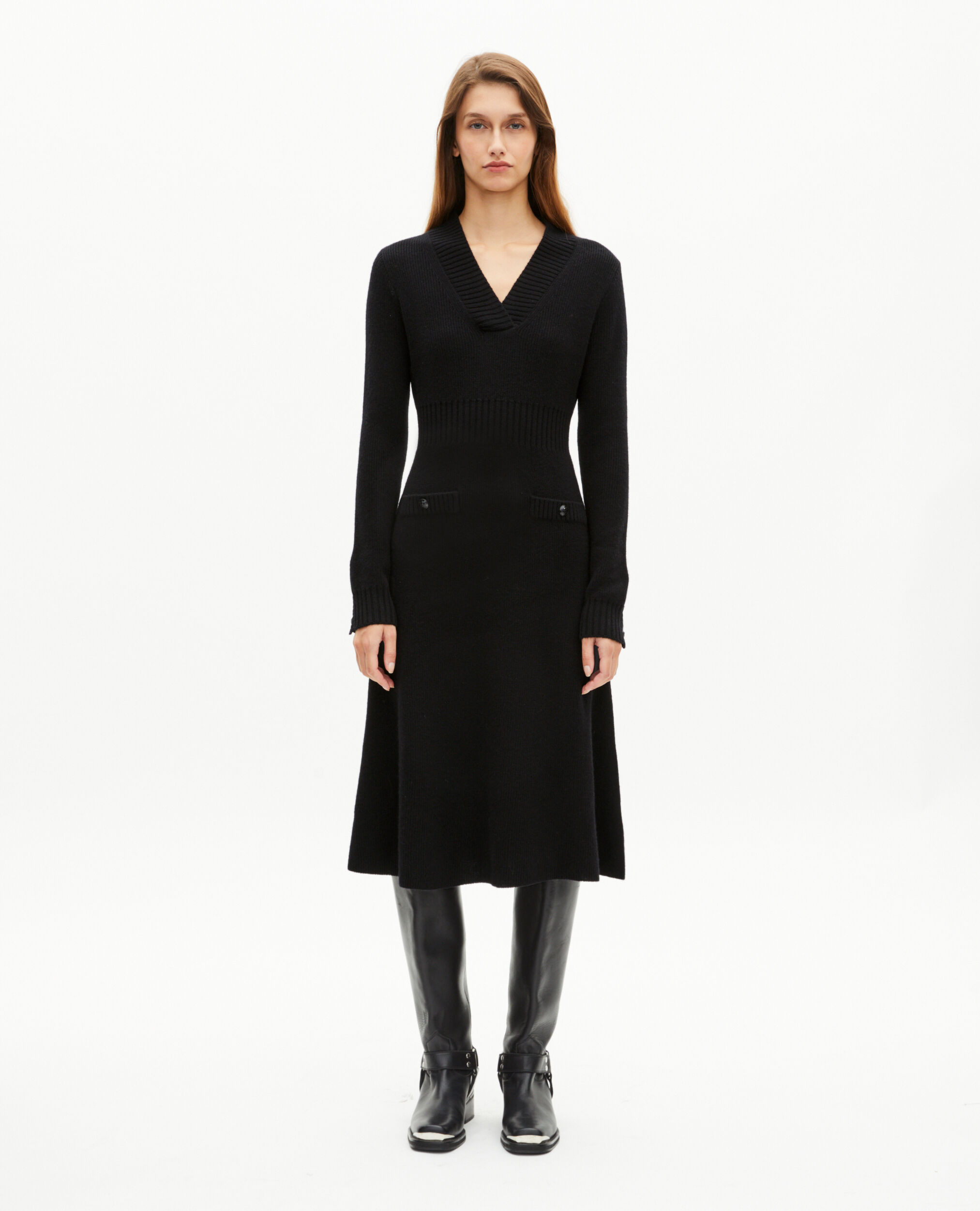 Robe longue en laine noire