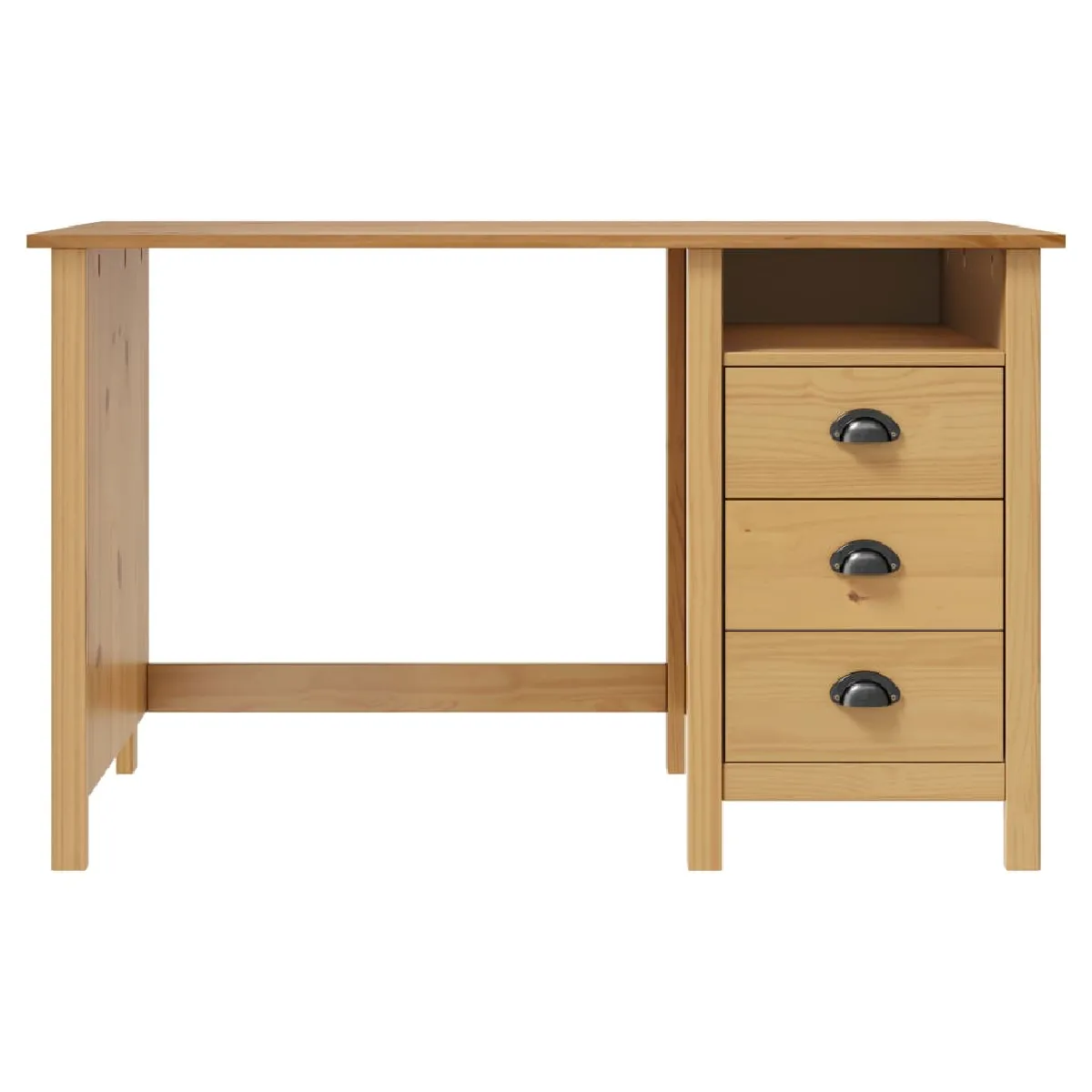 Bureau avec tiroirs Helloshop26 - Bois de Pin Solide Brun
