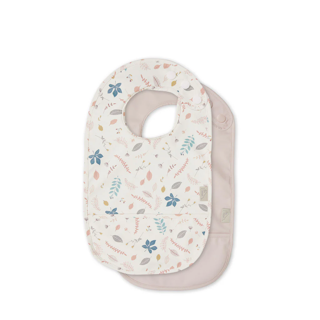 Hagesmække med lomme, 2-pack - Pressed Leaves Rose/Dusty Rose