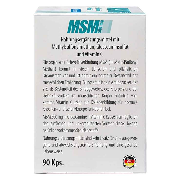 MSM 500 mg + Glucosamine Kapseln, 90 St