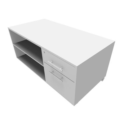 Console mobile INEO JET UP Bureau Vallée - L100 X H63 X P60 cm - 2 tiroirs dont 1 personnalisable en option - Finition Blanc perle