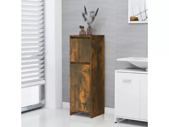 Armoire de bain Chêne fumé 30x30x95 cm Bois d'ingénierie