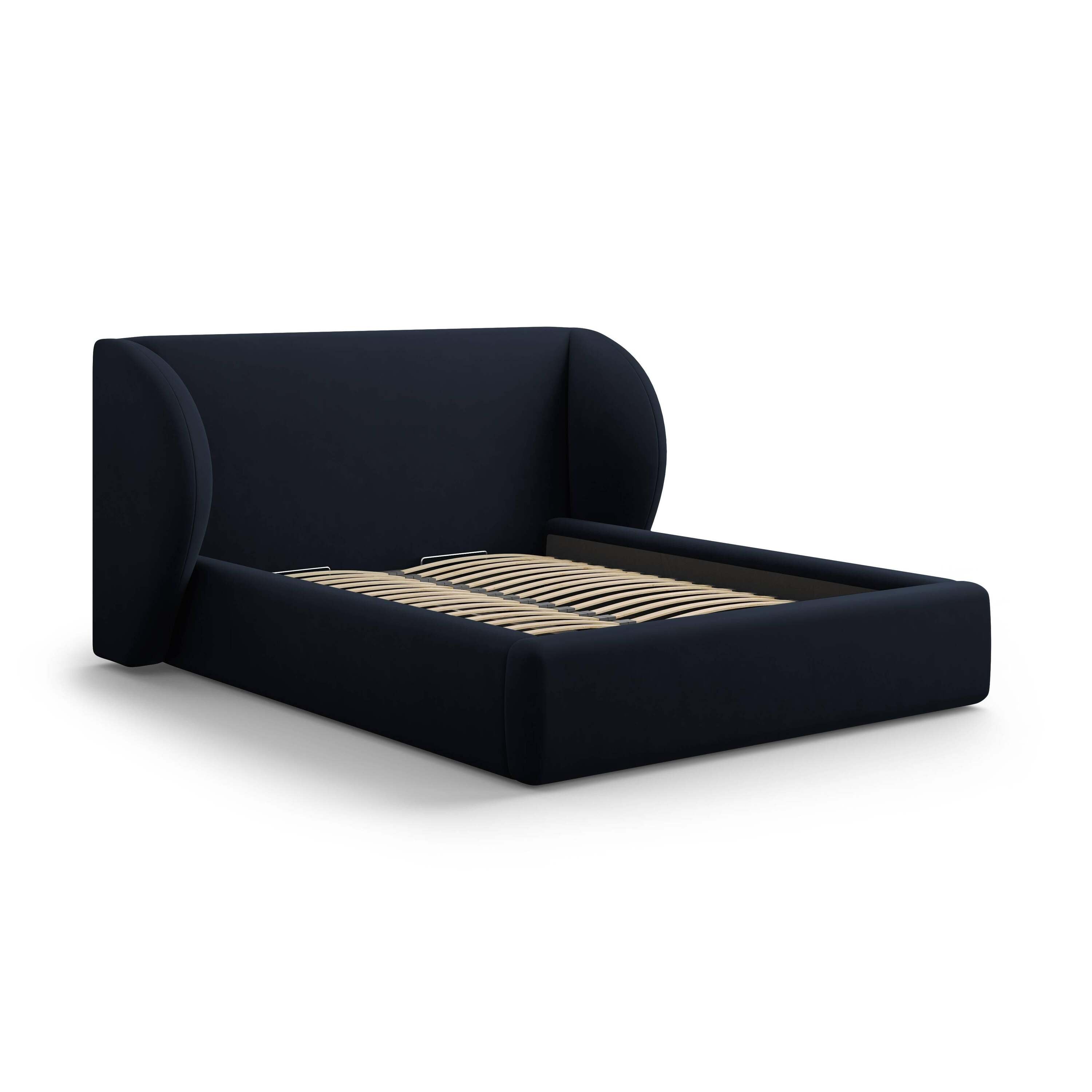 Micadoni Bedframe Miley met Opbergruimte - 140 x 200 cm - Fluweel - Donkerblauw