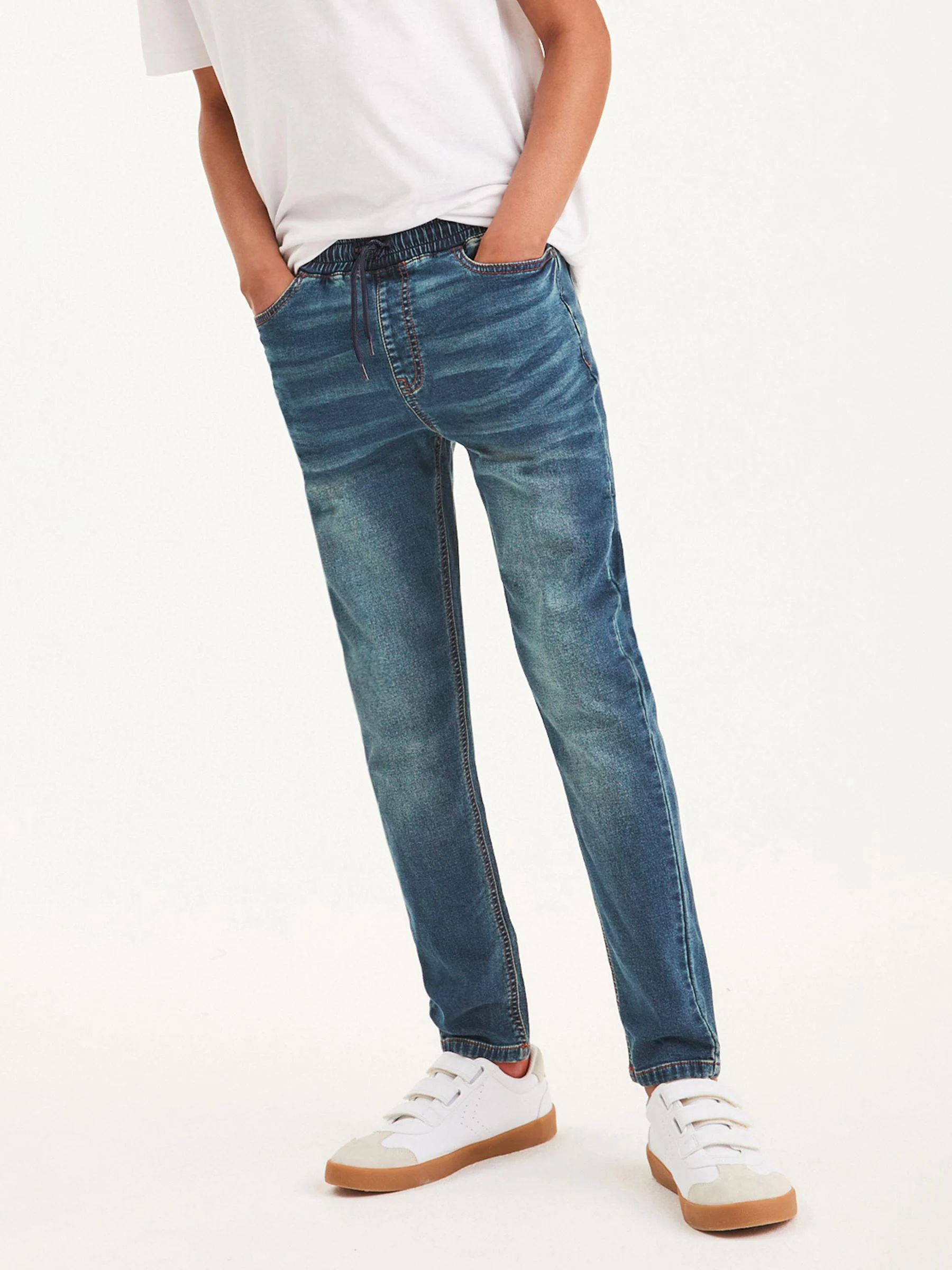 Vintage middenblauw - Jeans met stretch en elastische taille (3-16 jr)