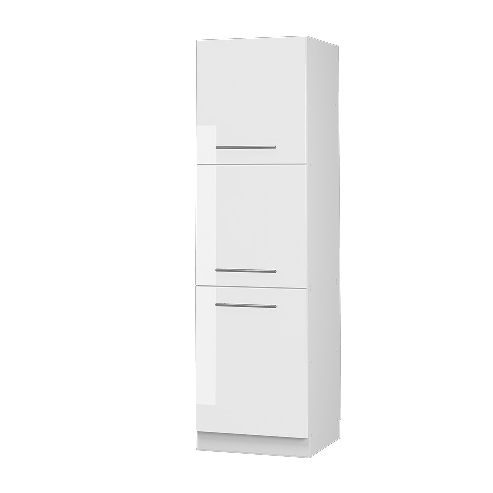 Vicco Herdumbauschrank Küchenschrank Küchenmöbel Fame-Line Weiß 60 cm modern Hochglanz Küche Einbauküche Blende Herdschrank Hochschrank Küchenzeile Drehtür Einlegeboden