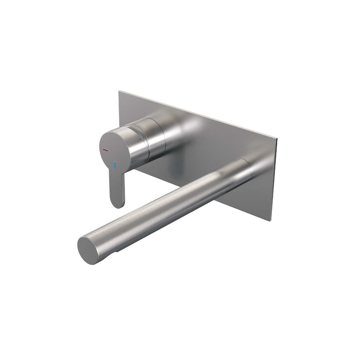 Brauer Brushed Edition ColdStart wastafelkraan inbouw rechte uitloop met achterplaat model D2 RVS geborsteld PVD