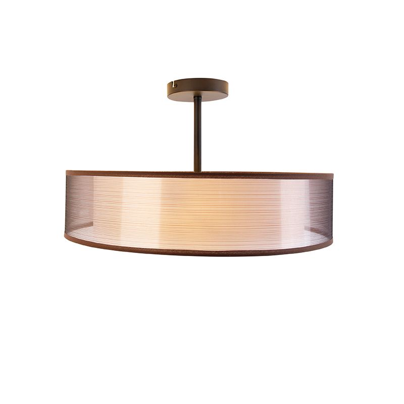 Moderne plafondlamp bruin met wit 50 cm 3-lichts - Drum Duo