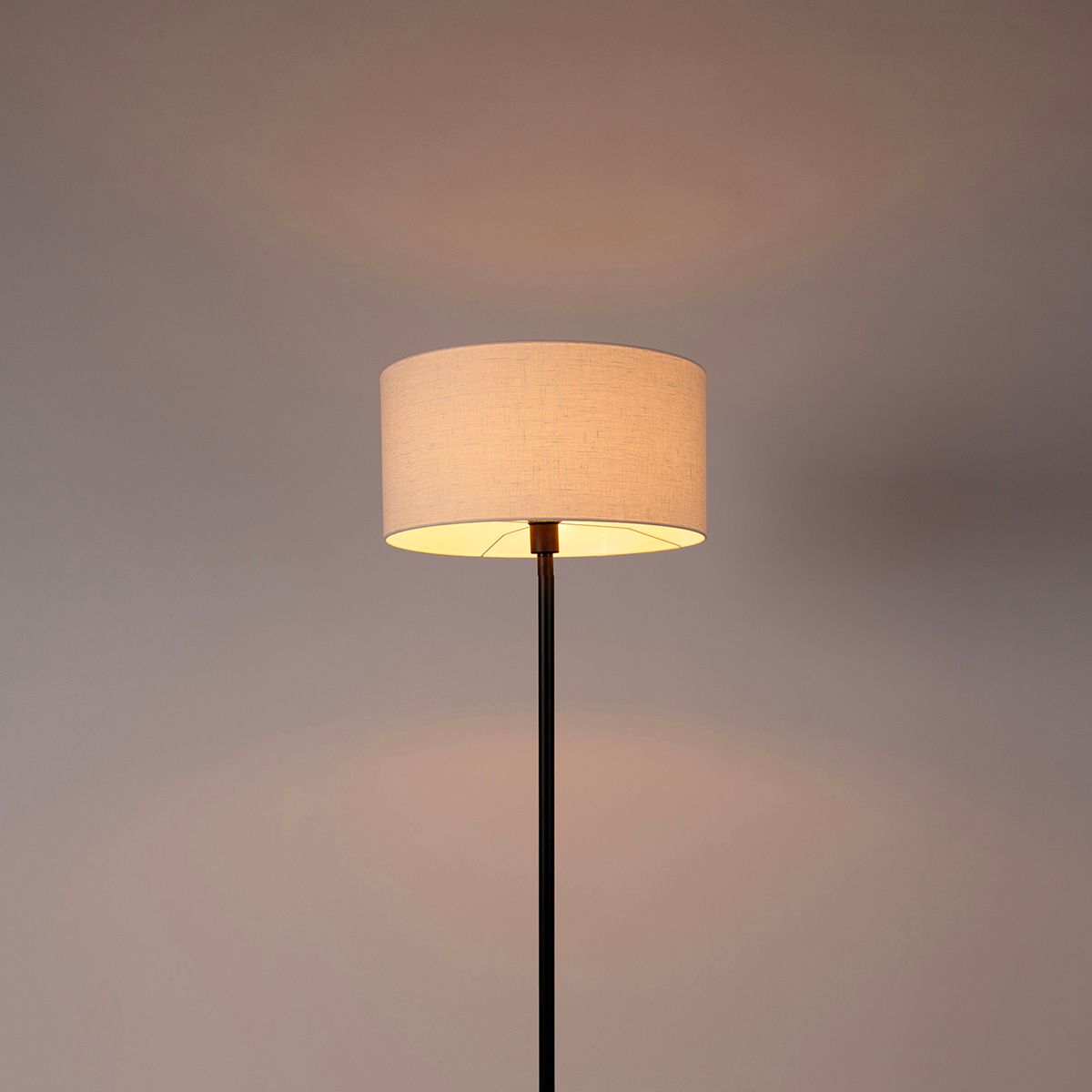 Vloerlamp zwart met kap wit 50 cm - Simplo