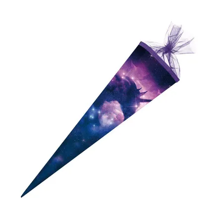 Nestler Schultüte Einhorn Galaxie, 85 cm 6-eckig, Tüll