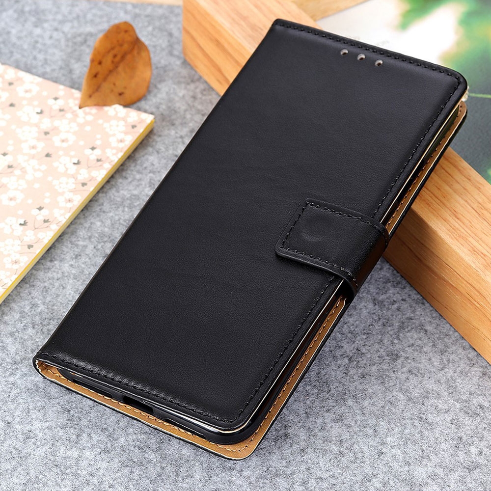 Samsung Galaxy A71 Leder Tasche Flip Cover mit Kartenfächer - Schwarz