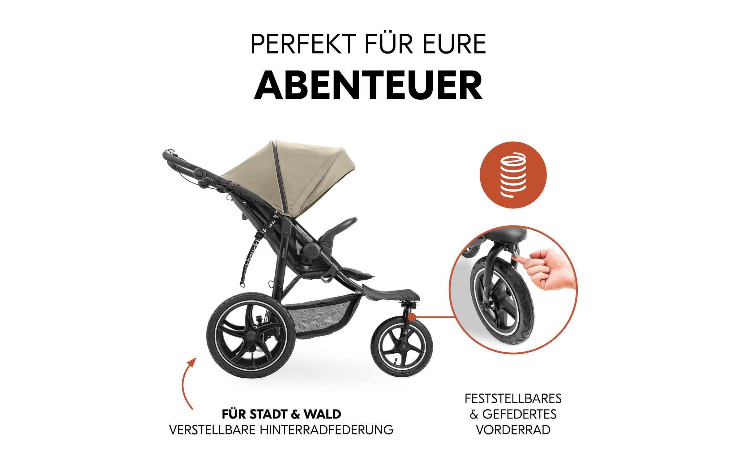 Buggy Runner 3 Olive<br>Robuster Kinderwagen für fast jedes Gelände