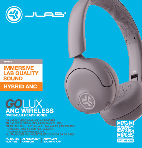 Go Lux Bluetooth 5.4 On-Ear Kopfhörer Wireless Headset mit Active Noice Cancellation ANC (IEUHBGOLUXANCRMVE93) - Mauve