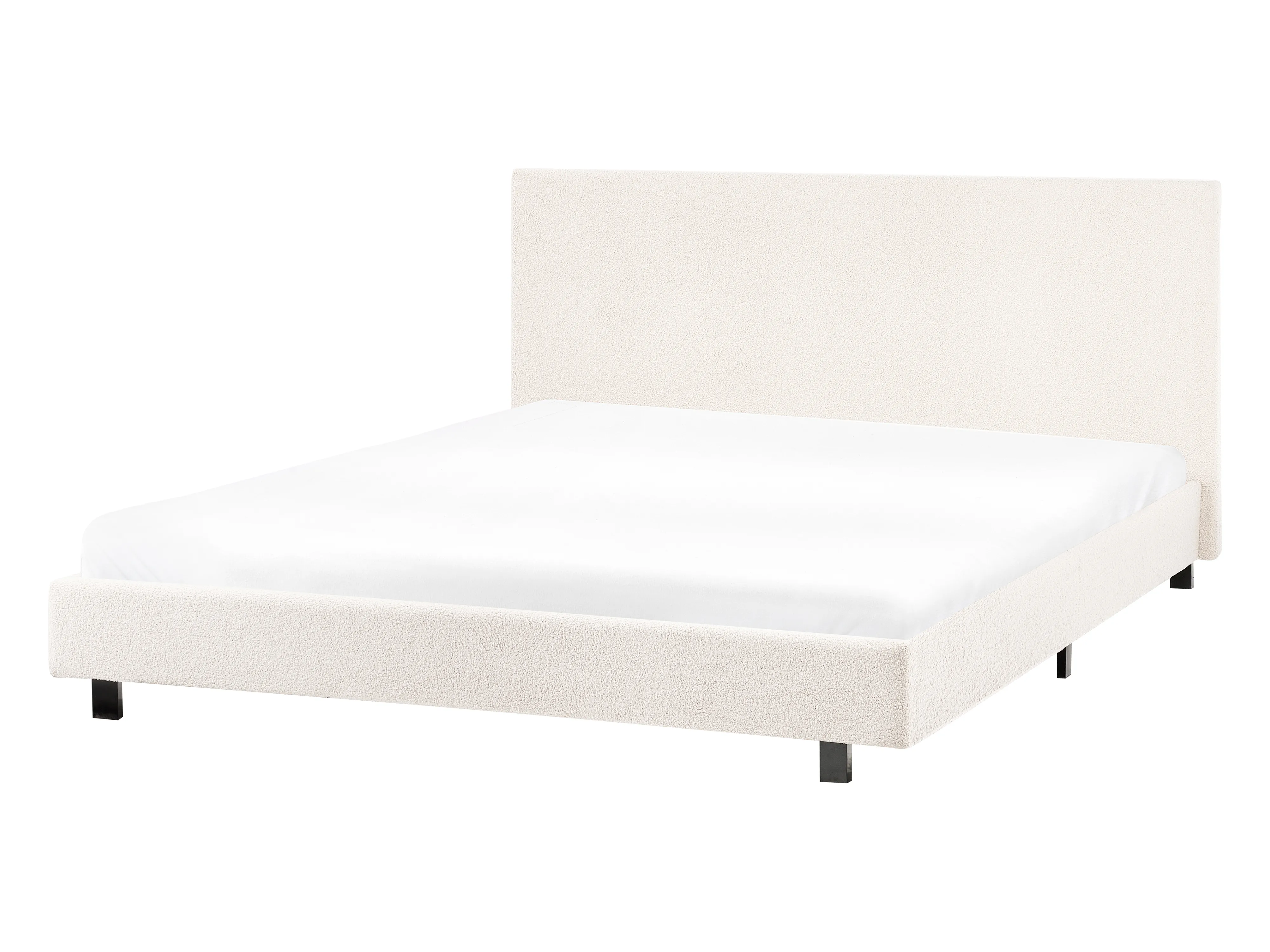 Bed Bouclé ALBI 140 x 200 cm Gebroken wit
