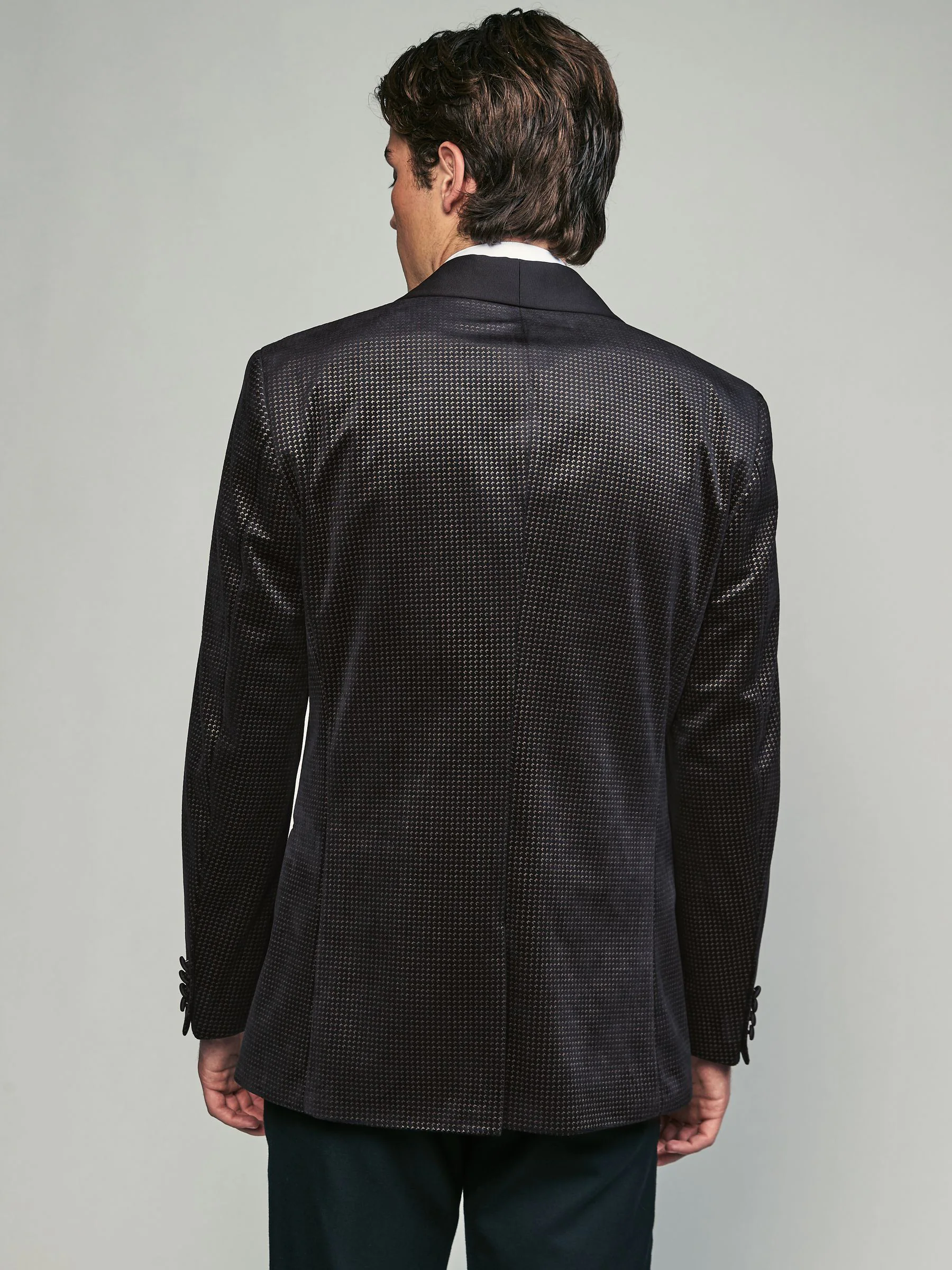 Zwart/goud - Fluwelen blazer met print