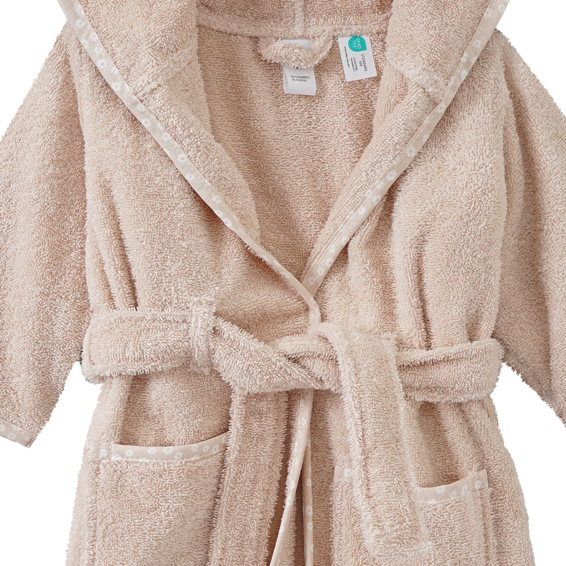 Topomini Baby Bademantel mit Hasen-Applikation beige