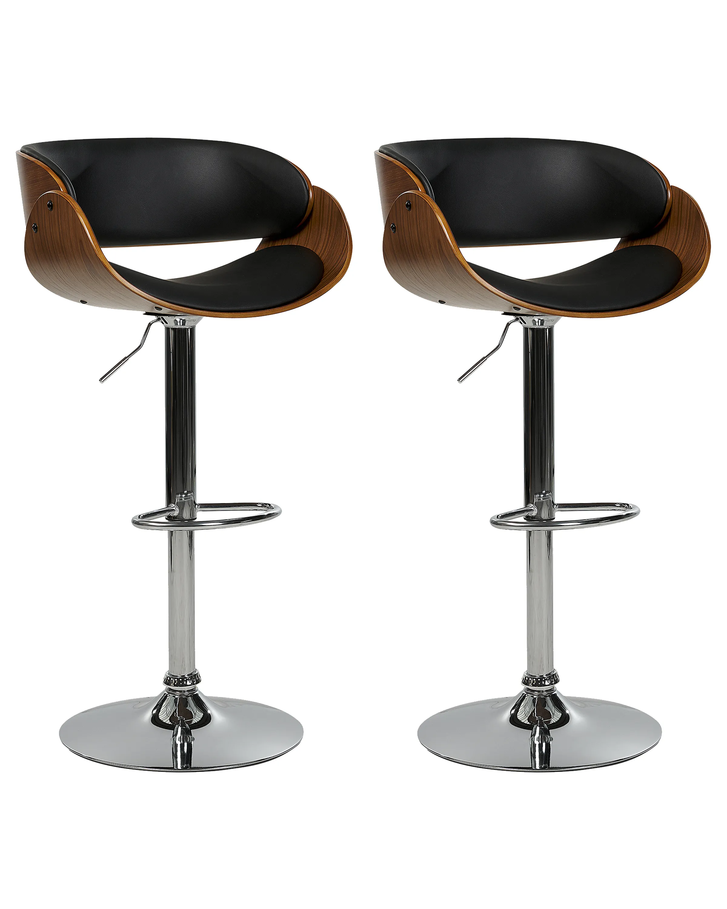 Set van 2 barstoelen BAKU Kunstleer draaibaar Zwart