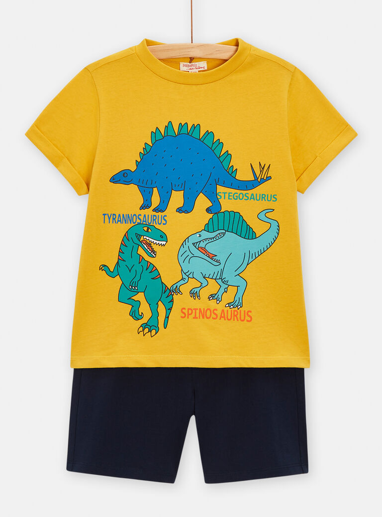 Ensemble animation dinosaure jaune et bleu pour garçon