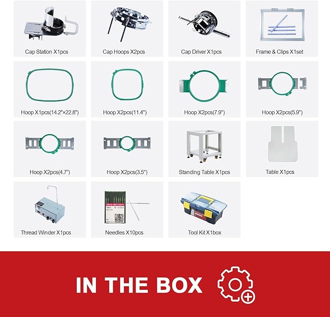 BAi Mirror1501 Hat Embroidery Machine With Multi Needle,15 Needle Embroidery Machine with 13.7x19.7 Inches Large Embroidery Area,Commercial Embroidery Machine with Laser Positioning