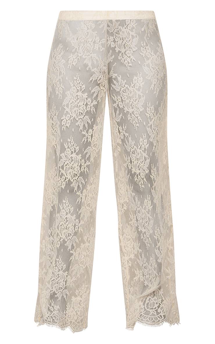 Citron Pantalon Large Transparent En Dentelle