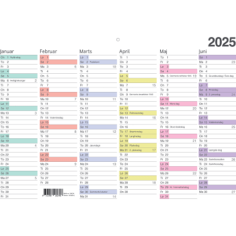Kalender 2025 - farver