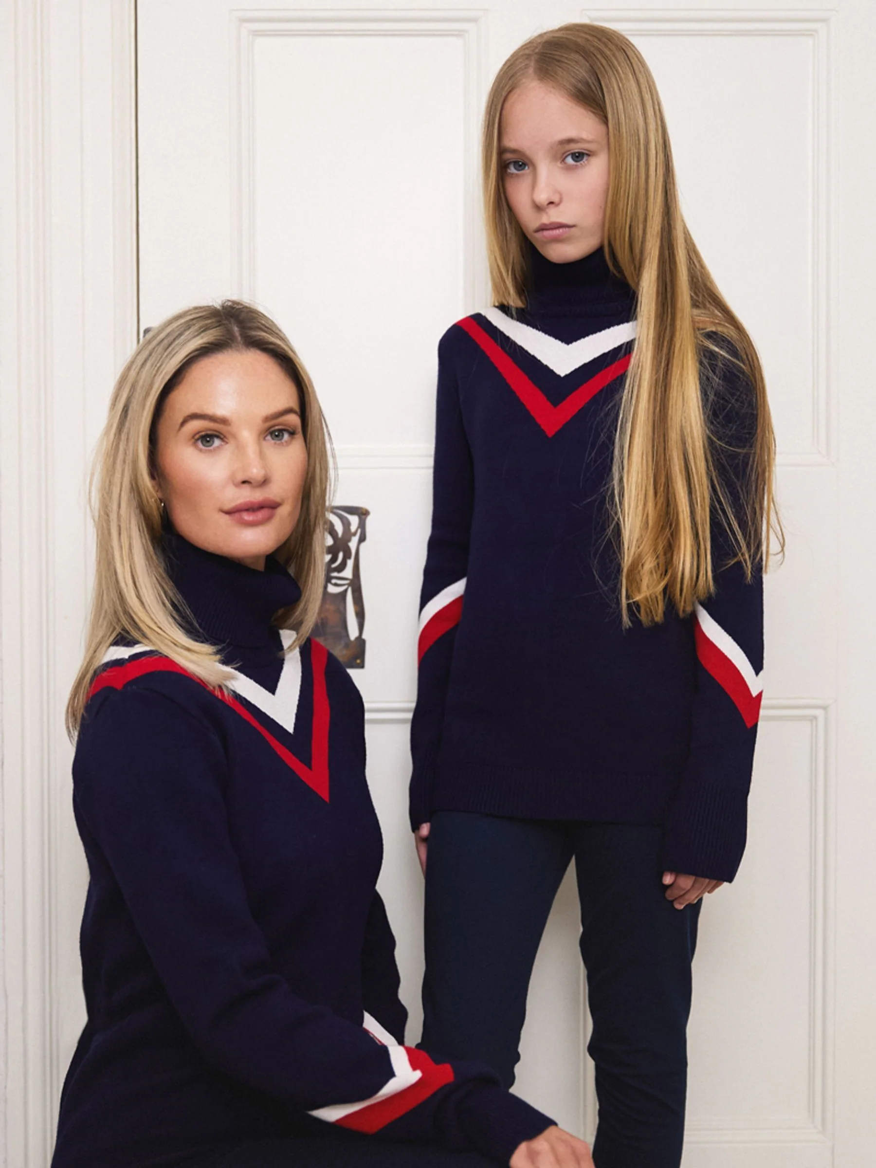 The Little Tailor blauwe retro sport slim fit kersttrui voor kids