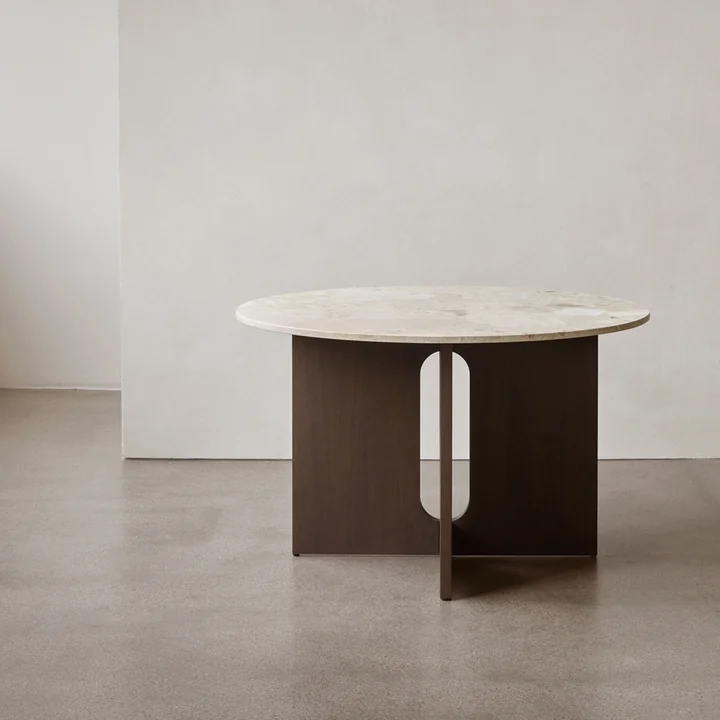 Audo - Androgyne Tisch, Ø 120 x H 73 cm, Eiche dunkel / Sandstein