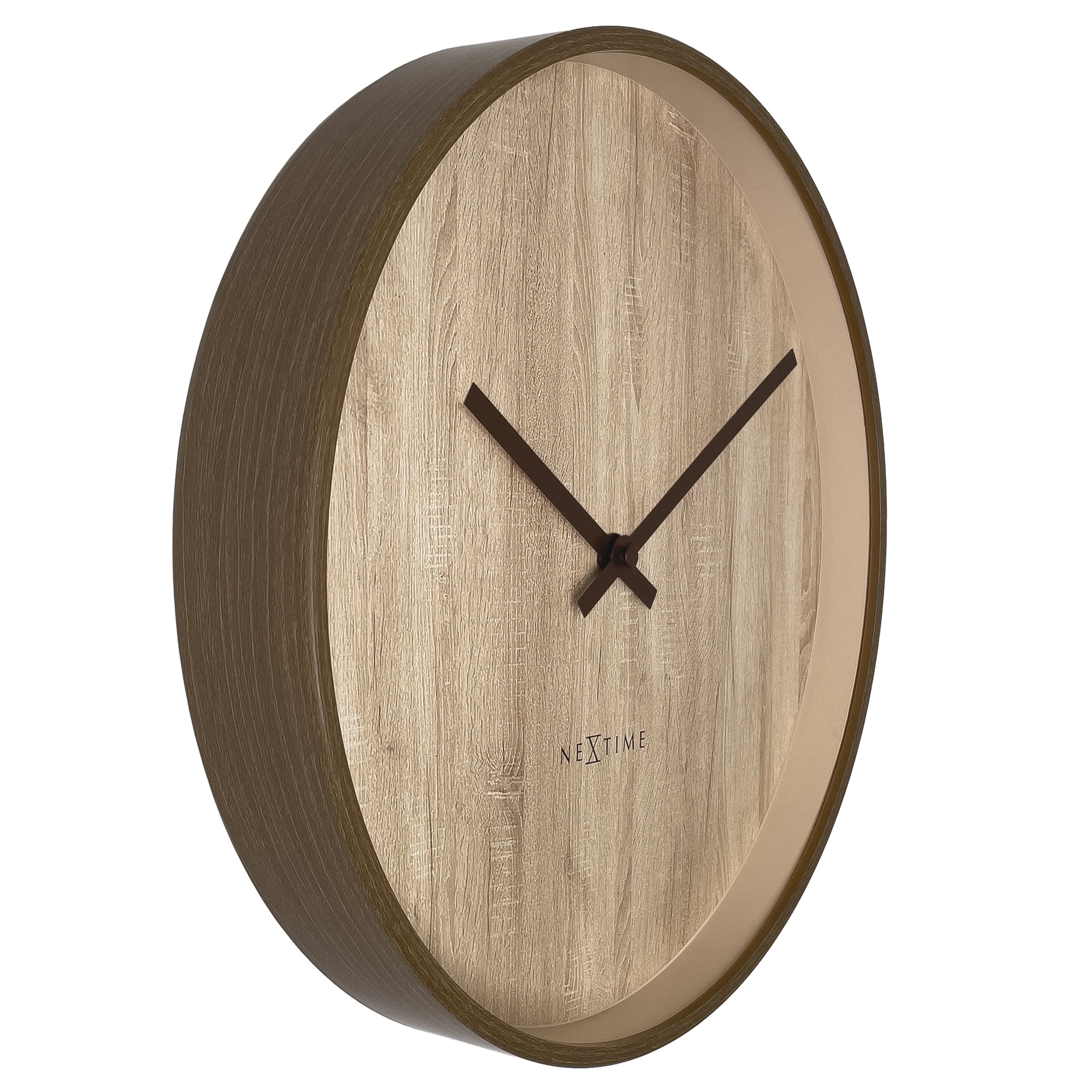 NeXtime - Wandklok 30cm - Stille - Donkerbruin|Lichtbruin - Plastic -