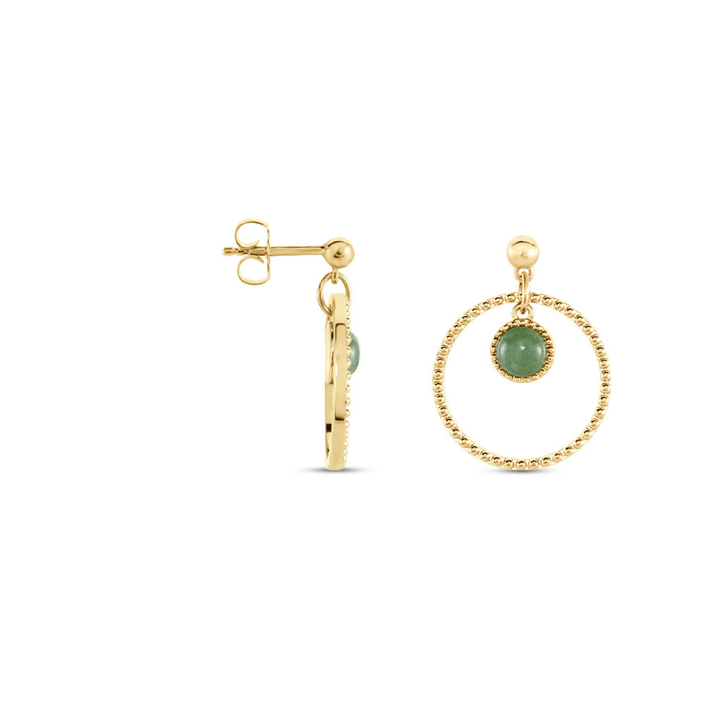 Boucles D'oreilles Pendantes Amalthea Plaqué Or Doré Aventurine Vert