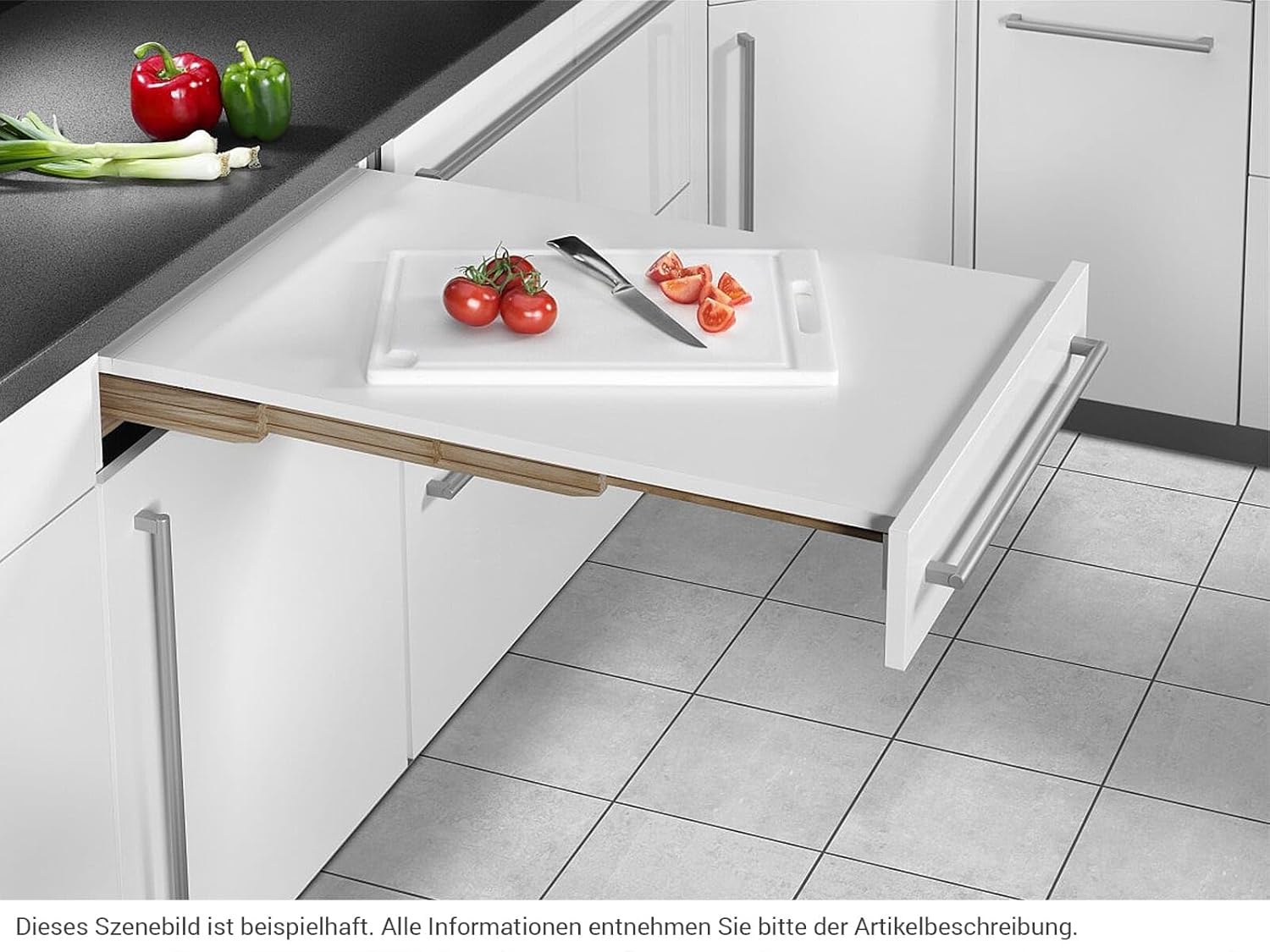 Hailo Auszugtisch 3845601 | Rapid 60 Ausziehtisch stufenlos | für 60cm Schrankbreite und Schubkastenblende | Dekor WEISS