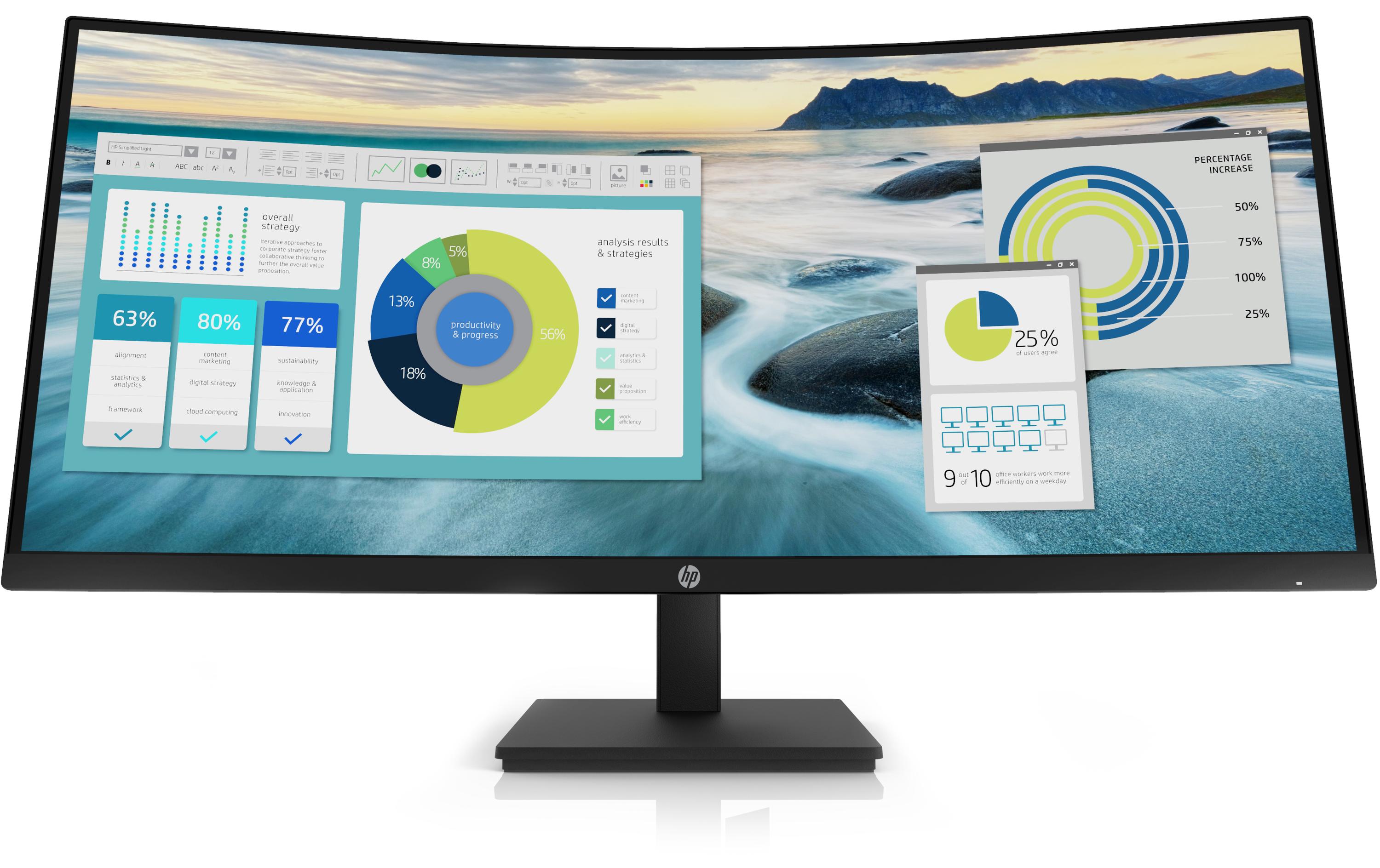 Monitor P34hc G4 21Y56AA<br>Gekrümmter 34-Zoll-Bildschirm mit QHD-Auflösung, eingebauten Lautsprechern sowie USB-Hub und USB-C-Anschluss