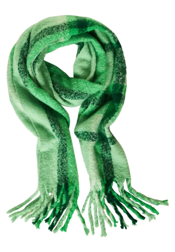 Big Karoschal mit Fransen - fresh gentle green