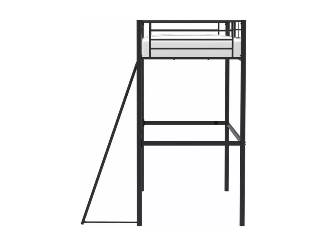 Lit mezzanine enfant ELIOT en métal noir 90 x 190 cm avec sommier inclus
