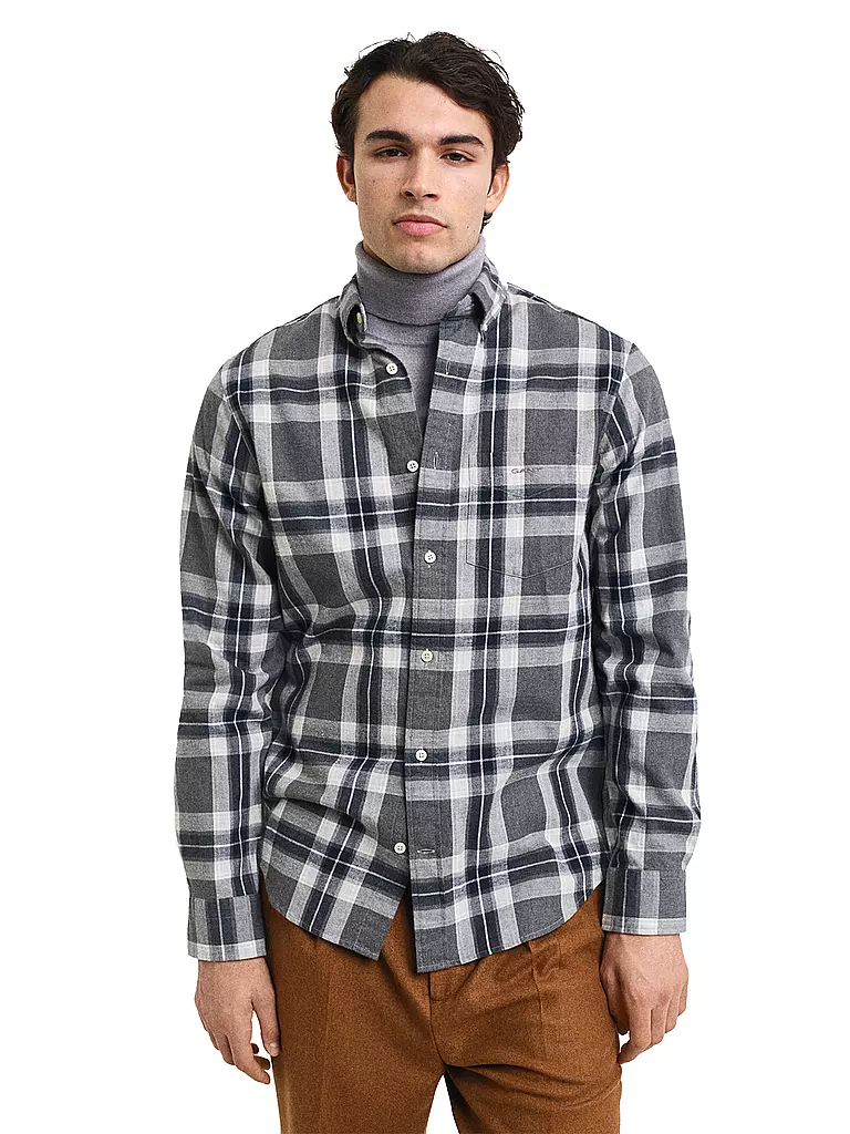 GANT Flanellhemd Regular Fit  grau
