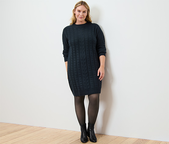 Strickkleid mit Zopfmuster