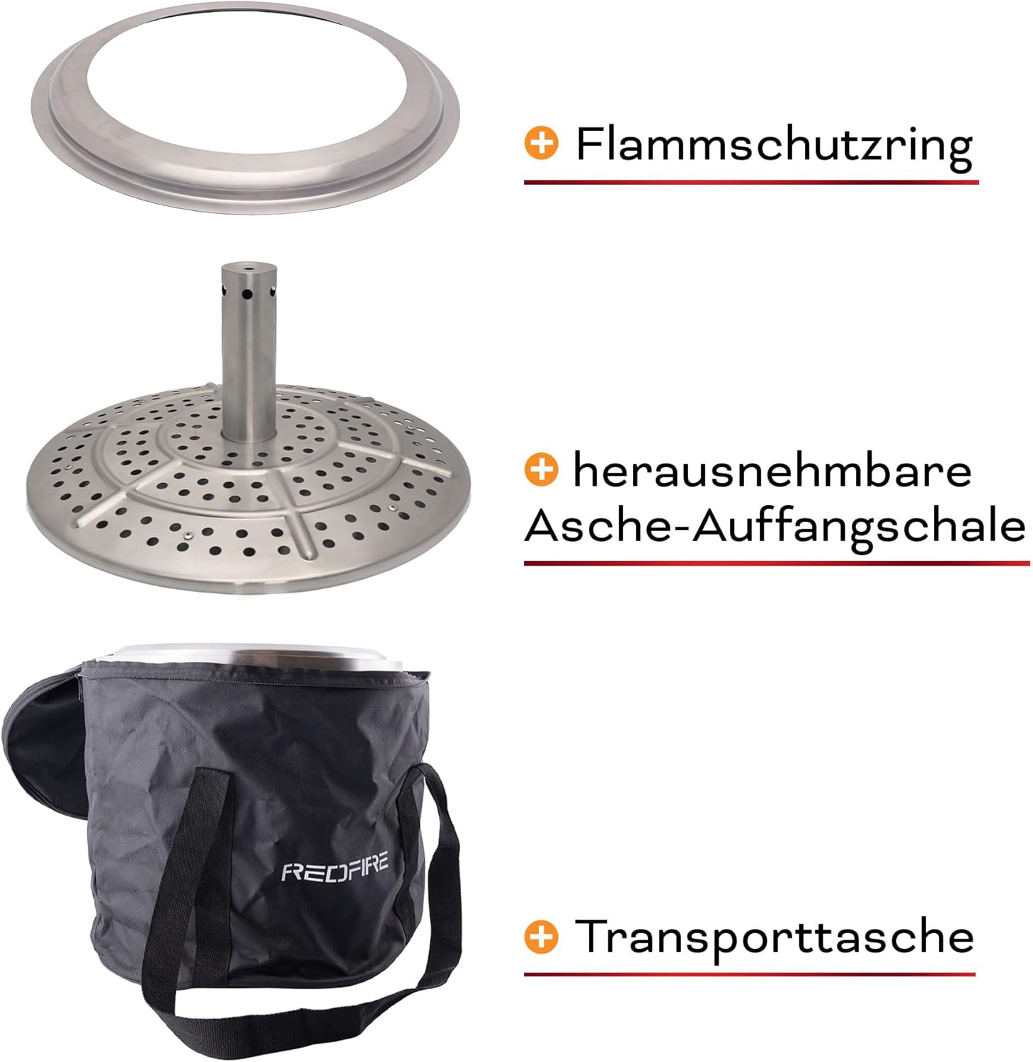 REDFIRE Feuerkorb Volcano Extra Large, Silber - XL Feuertonne Edelstahl für Holz und Pellets - raucharme Feuerschalen für den Garten, Terrassenofen, Asche-Auffangschale – Outdoor Deko, Gartendeko
