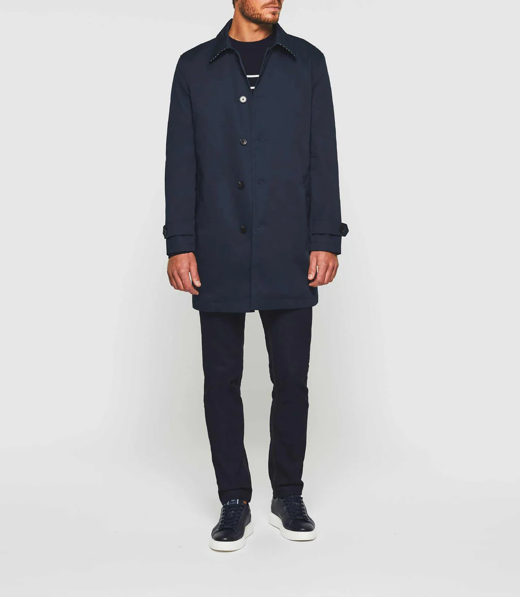 Trench long droit marine 