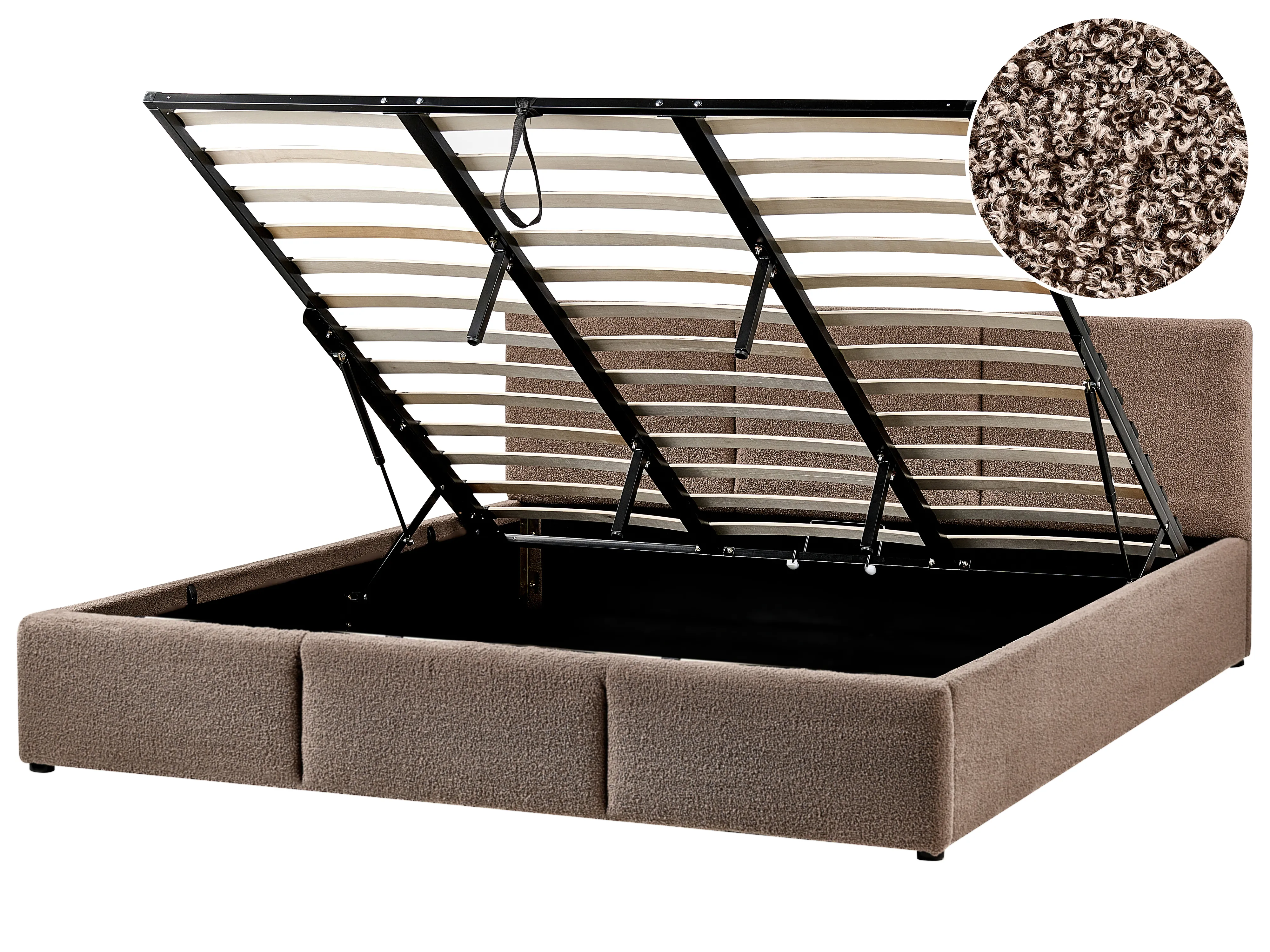 Bed met opbergruimte Bouclé BOUSSE 180 x 200 cm Taupe