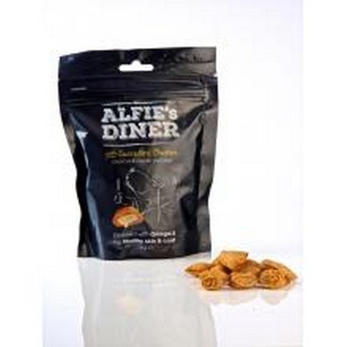 Petiscos gourmet Alfies Diner para cães, sabor frango.