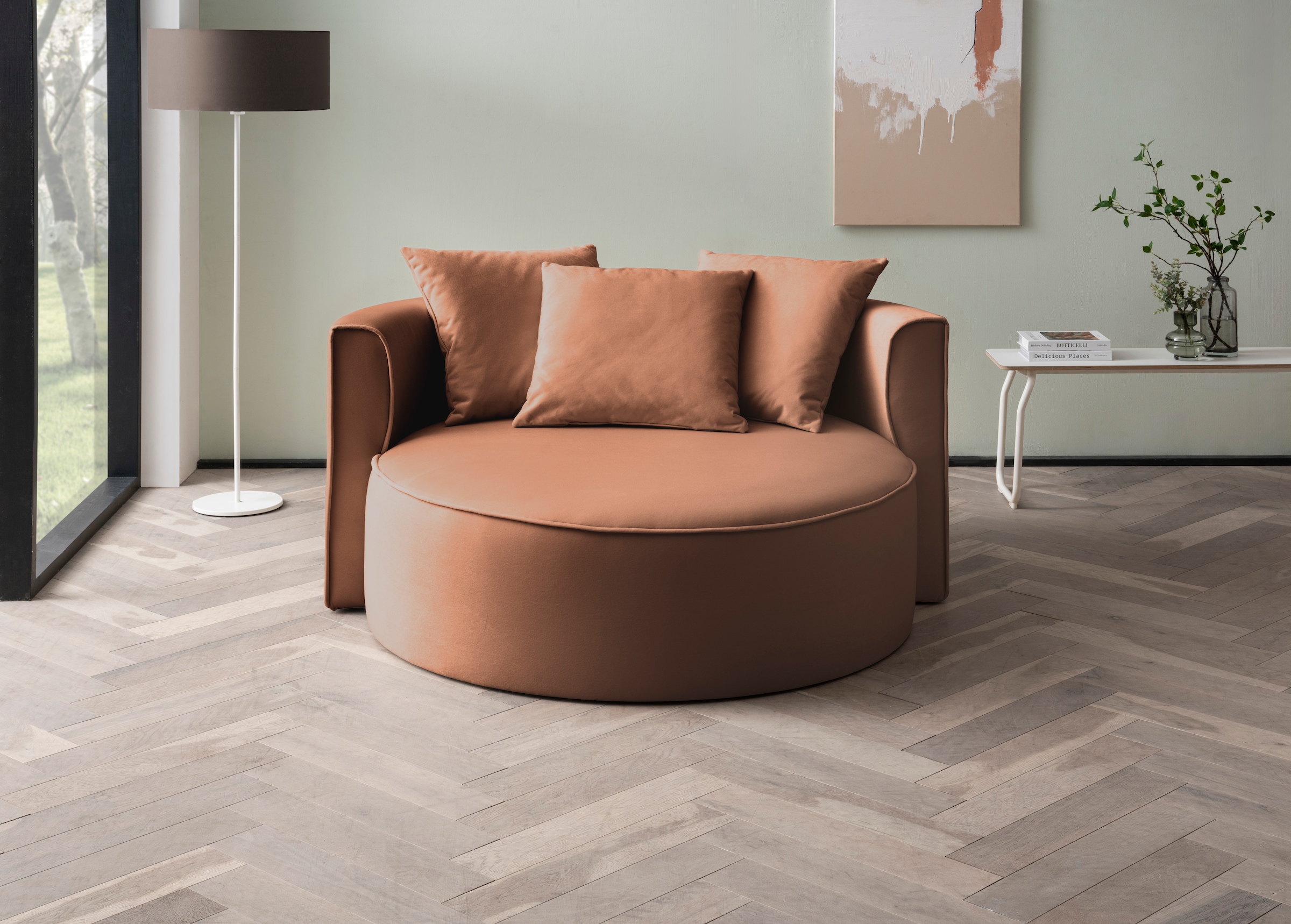 LeGer Home by Lena Gercke XXL-Sessel »Isalie, Lesesessel, Loveseat, inklusive Zierkissen« extra grosse Sitzfläche, optional mit Hocker, Cord, Samt, Bouclé