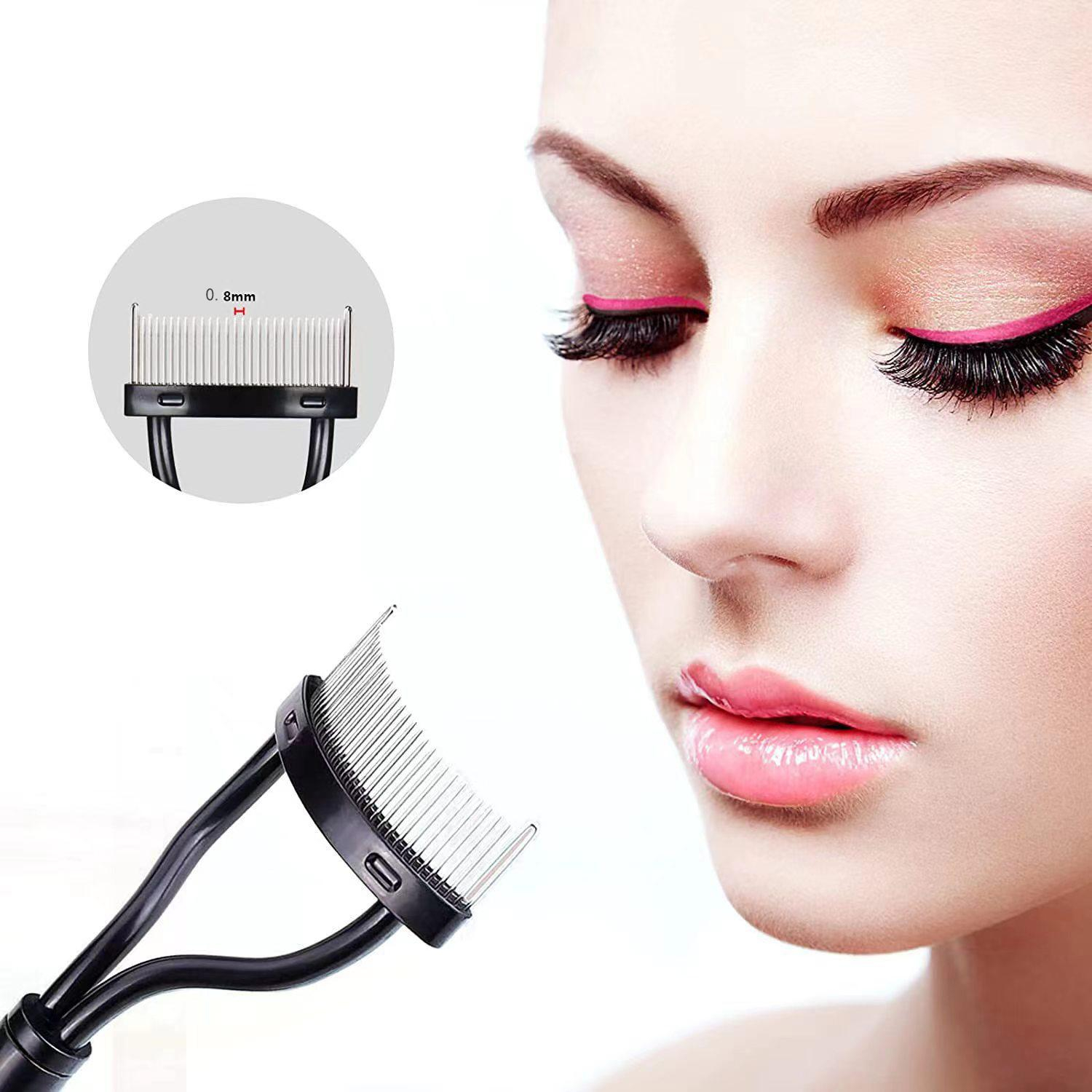 Edelstahl Wimperntrenner Kosmetik Wimpern Kamm Definier Bürste - Rosa