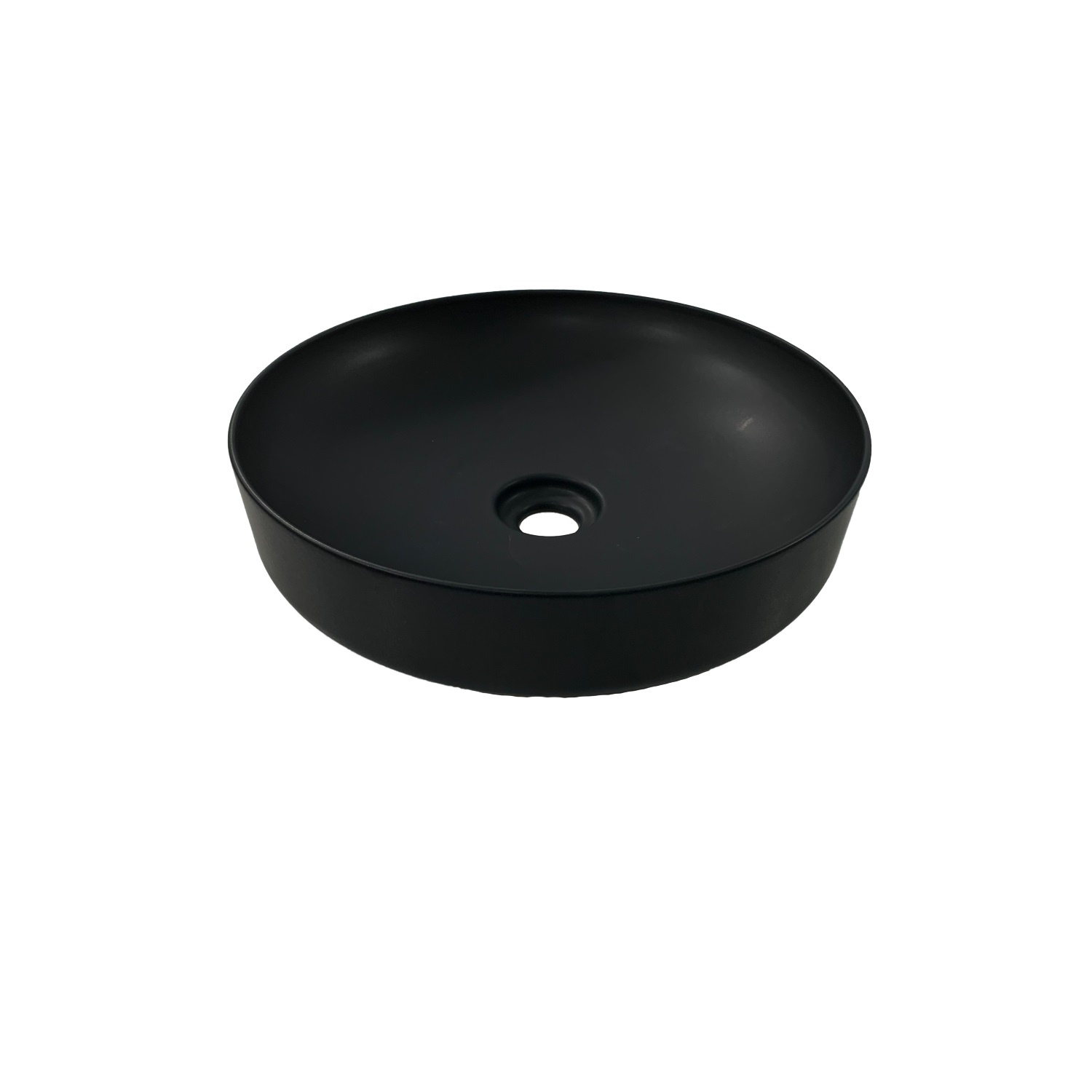 Salenzi Form ronde opbouw waskom met clickwaste mat zwart 45cm