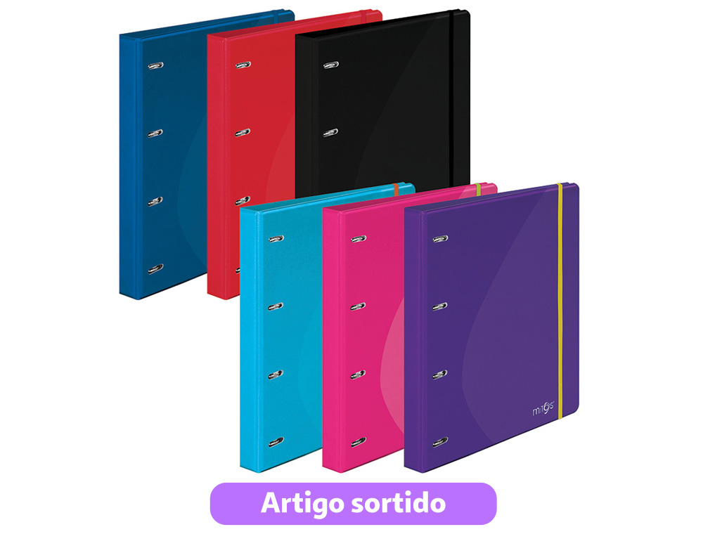 CAPA A4 MITOS COM 4 ARGOLAS   RECARGA   SEPARADOR CORES SORTIDAS