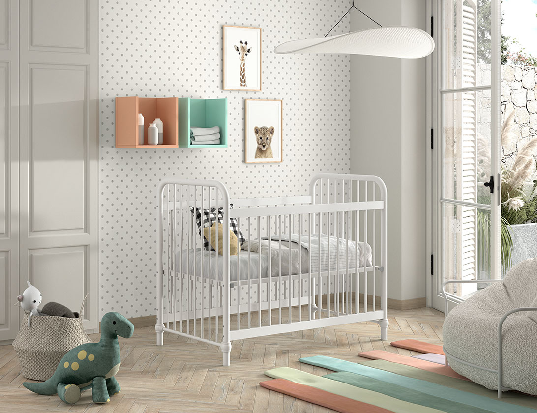 Babybett BRONXX - weiß matt - Metall - 60x120 cm