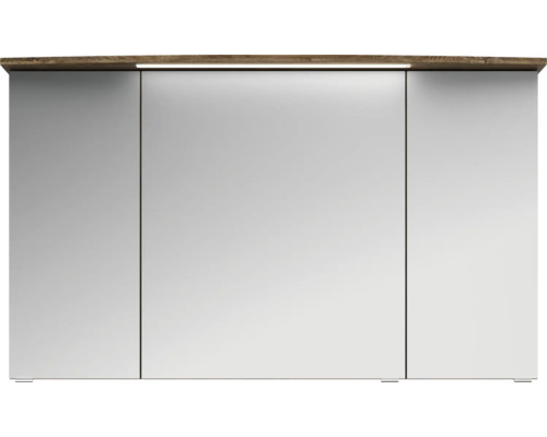Badkamermeubelset Pelipal serie 4010, afmetingen (B x H x D): 122 x 200 x 48 cm, fronten in eikenhouten look, Ribbeck badkamermeubelset met 4 delen, inclusief witte keramische wastafel, keramische wastafelkast en spiegelkast met ledverlichting.