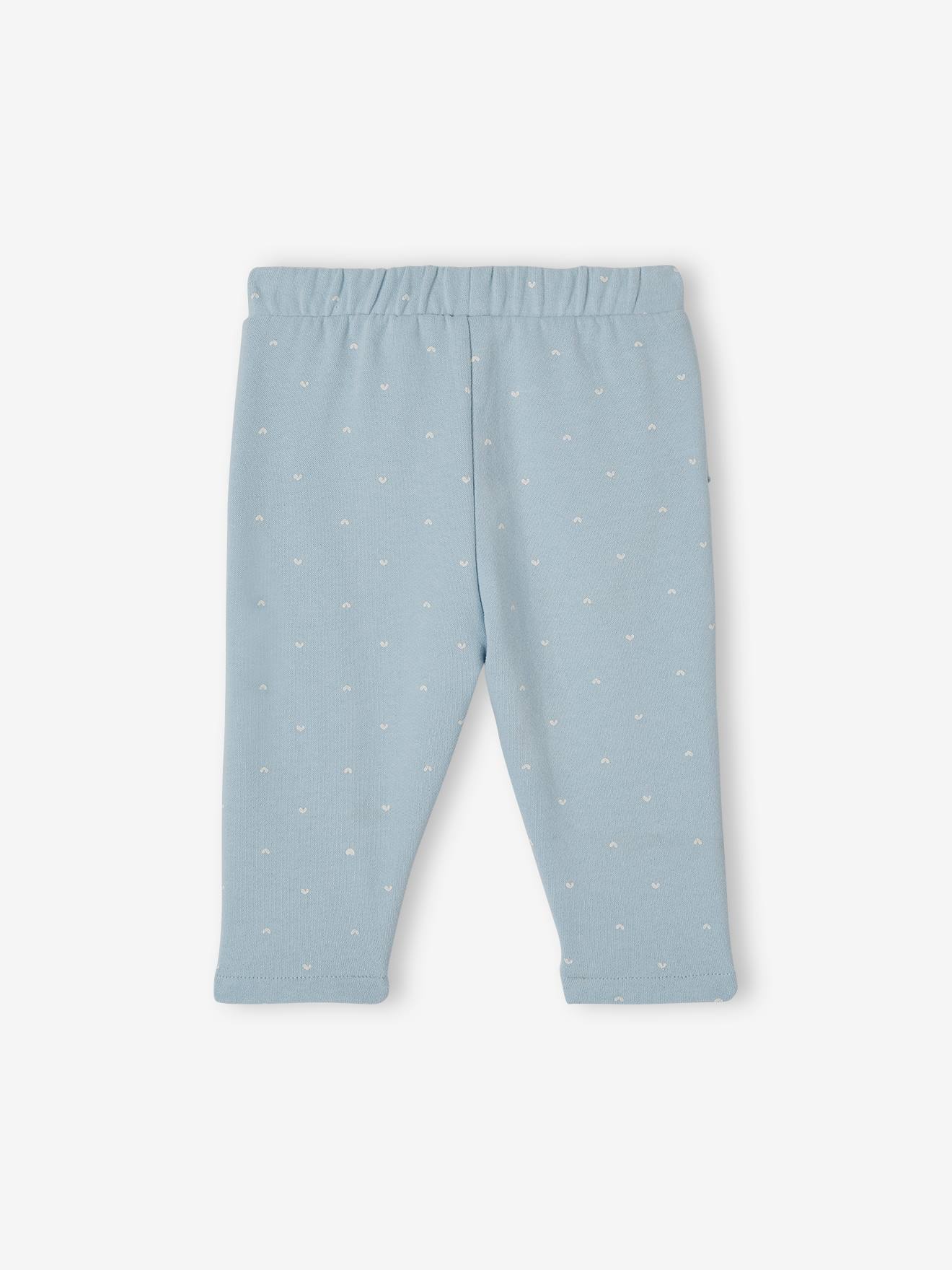 Calça de fleece branca para bebê menina, tamanho médio com estampa.