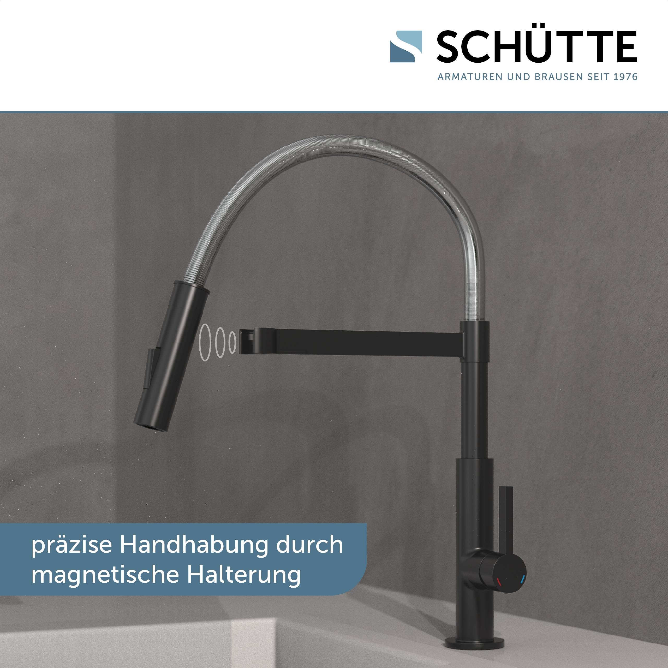 SCHÜTTE Küchenarmatur MIAMI mit Geschirrbrause Chrom/Schwarz matt