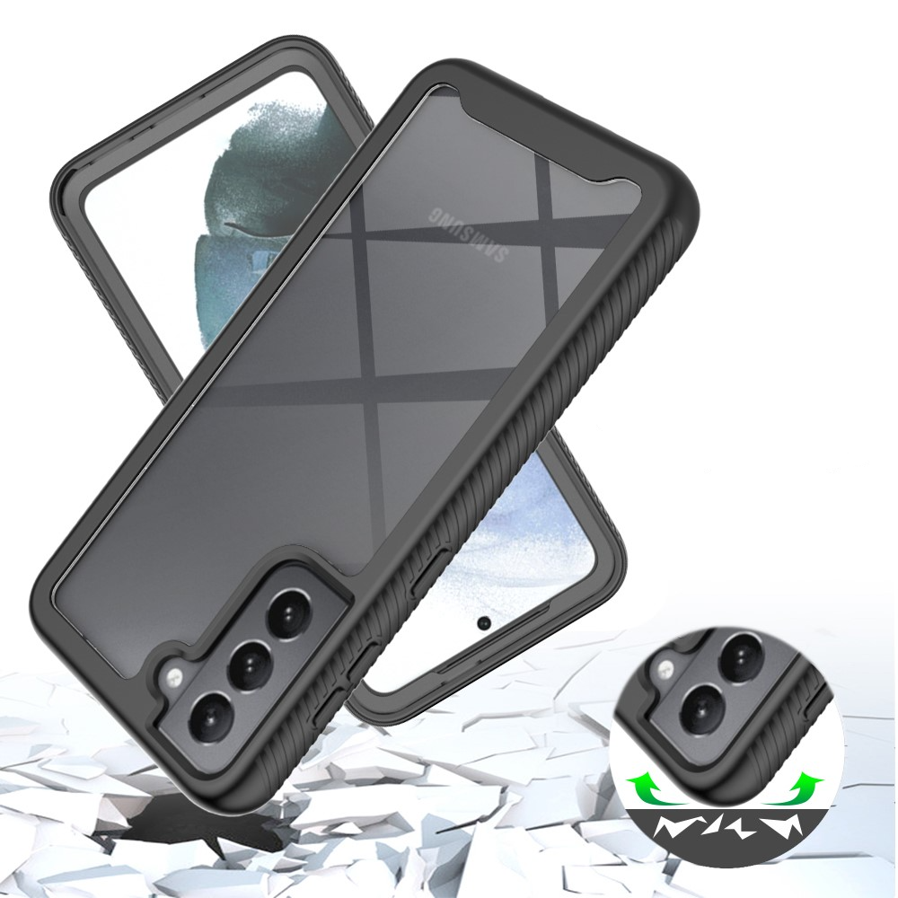 (2-tlg.) Samsung Galaxy S21 FE 5G Hybrid TPU Bumper Case Hülle - Schwarz / Transparent