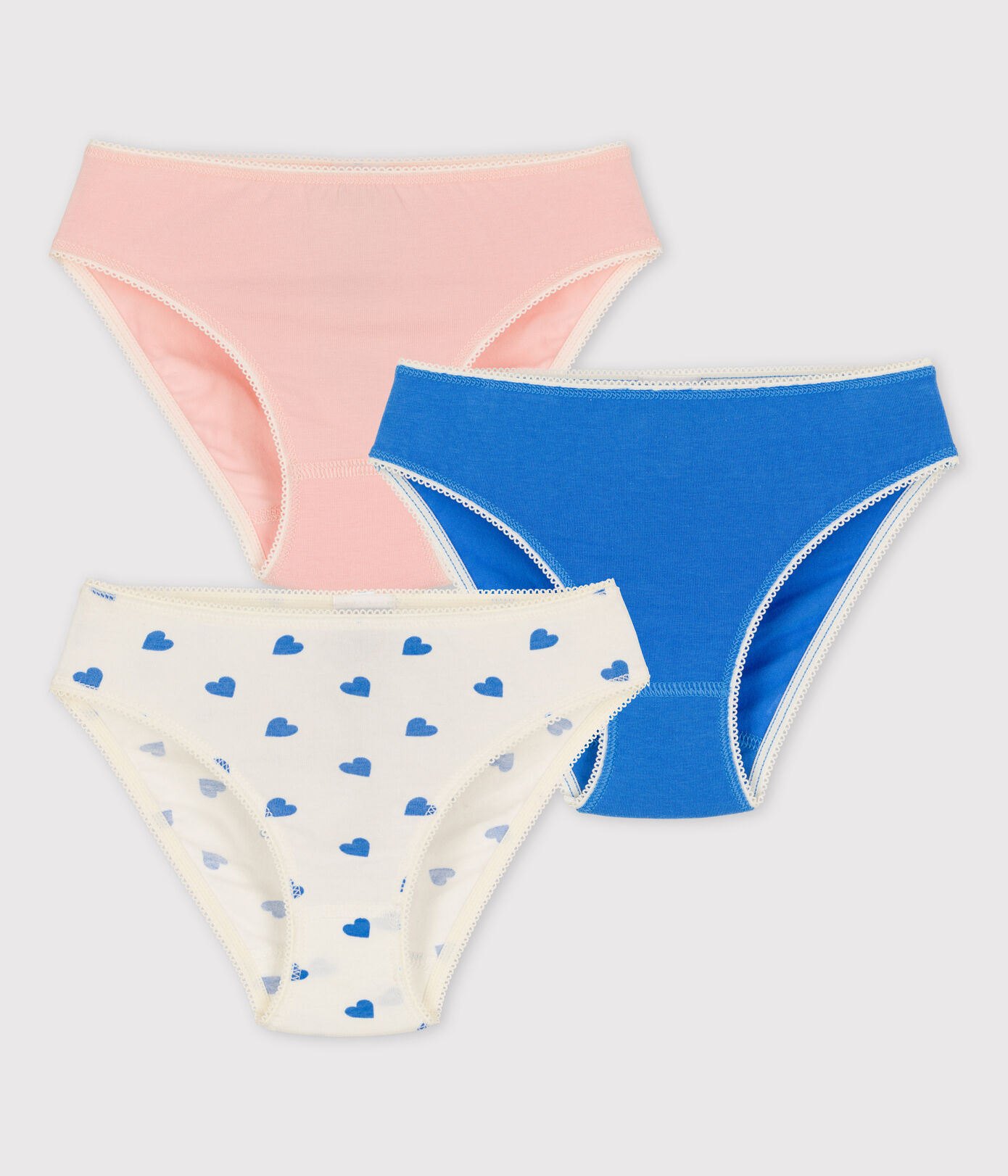 Lot de 3 culottes cœurs petite fille en coton et élasthanne