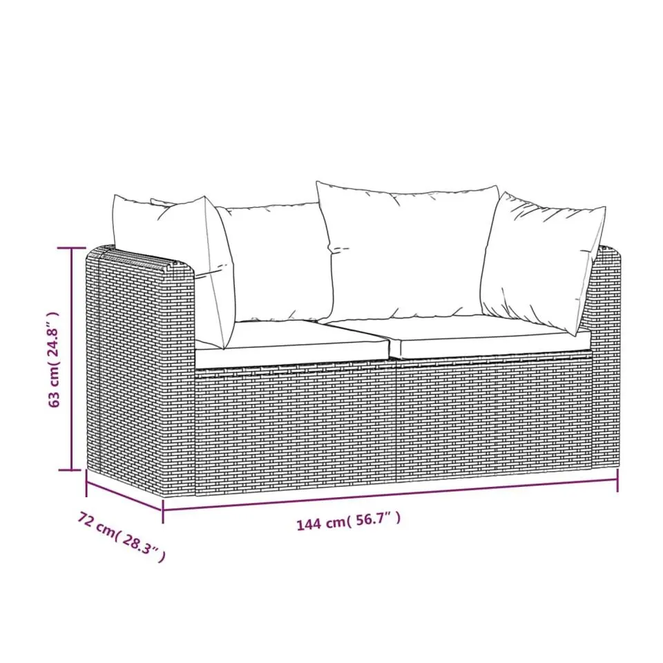vidaXL - Tuinbank - Zwart - Poly rattan